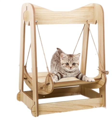 Columpio hamaca para gatos de madera, cama hamaca para gatos de madera, hamaca colgante para mascotas – Cama para gatos, hamaca de interior para gatos, sofá para gatos, perros, conejos, gatitos y