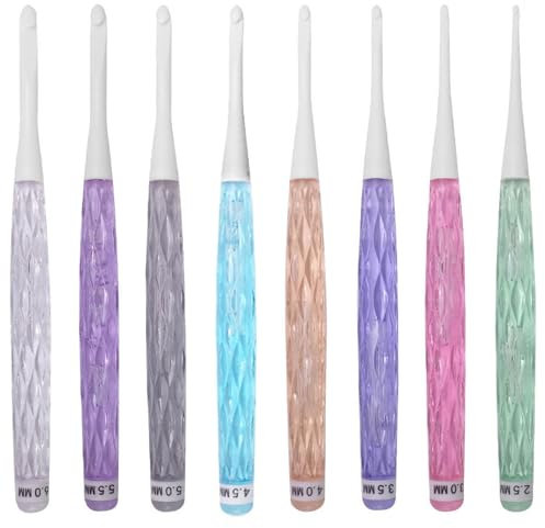 DEFIYEAR 8PCS Crochet Hook Set, Lightweight Ergonomic Crochet Hooks - Crochet Hook Sets for Beginners, Inline Crochet Needles with Non-Slip Handle, Comfortable Crochet Tool for Travel & Arthritis Hand