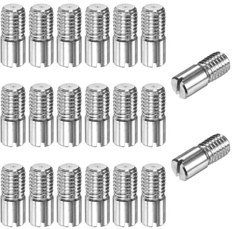 M METERXITY 20-Pack Goujon Cylindrique À Fente M10 x 25mm, 304 Acier Inoxydable Goujon De Positionnement À Filetage Externe Goujons Parallèles pour Projets En Bois [Couleur Argentée]