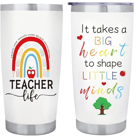 Clundoo Teacher Gifts for Women, 20oz Travel Mug with Straw and Lid, Stainless Steel Reusable Insulated Cup for Teachers from Students Teacher