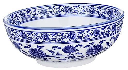 GALPADA Cuenco De Cerámica Azul y Blanca De 7 Pulgadas Para Ramen Cuenco De Sopa Material Cerámico Para Microondas Adecuado Hogar Restaurantes y Celebraciones
