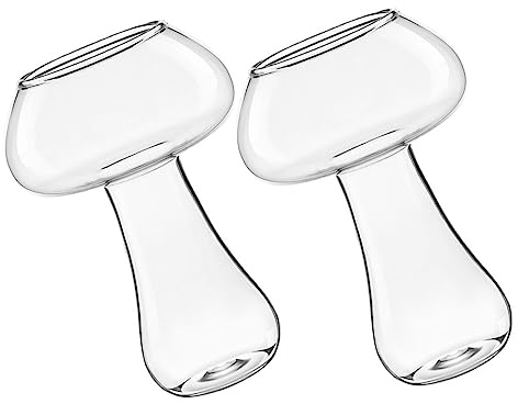 HOMOBABE Vasos de Vidrio en Forma de Hongo 2piezas Superficie Suave y Fácil de Limpiar, Vasos Apilables Elegantes para Restaurantes y Ktv