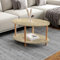 [en.casa] Mesa de Centro Ovalada Højreby con Estante y 4 Patas Mesa Auxiliar Mueble de Salón Oficina Aglomerado/Madera de Haya 43 x 70 x 44 cm - Travertino