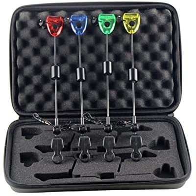 Obelunrp Alarma de Pesca, 4 Piezas de 13 Pulgadas Alarma de mordida de Pesca LED con Estuche, indicador de mordedura, Aparejo para