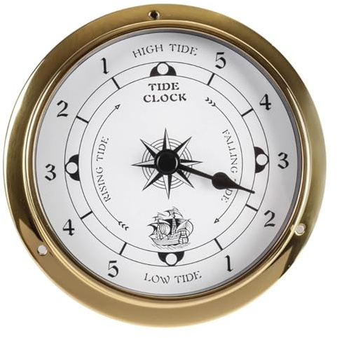 YZDKR 115mm Wall Mounted Barometer Thermometer Hygrometer Watch Tidal Clock Weather Station Copper for Indoor Outdoor for Indoor and Outdoor(Tidal clock)