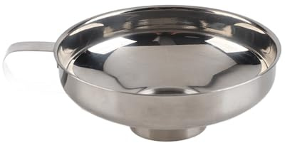 Imbuto a bocca larga, acciaio inossidabile per la casa ampio barattolo in boccia imbuto con utensile da cucina a manico per riempire bottiglia, liquido e solido (S)
