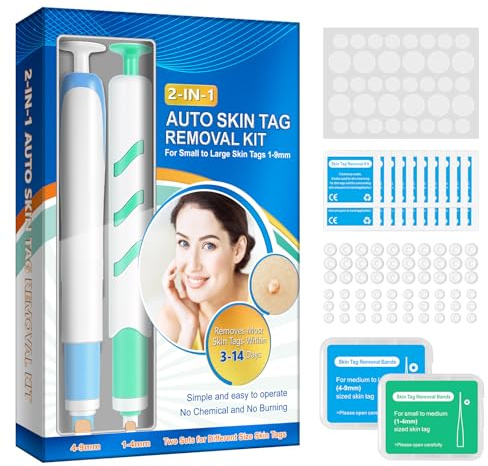 Entfernungs-Set,Schmerzfrei Automatisches Stiftset,2-in-1 Auto Tool Kit Skin Tag Remover,Hautmarken-Entferner,hautanhängsel entfernen, Für kleine bis große Hautflecken (1–9 mm)