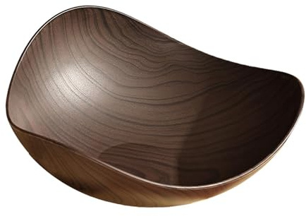 FytStycale Frutero de Imitación Madera, Bandeja para Dulces Y Aperitivos, Cuenco para Servir, Frutero Irregular Multiusos, Decorativo, Oscuro, Individual