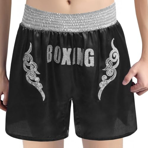 Sywiyi Pantalons Muay Thai Et MMA pour Enfant Jungen Pantalons Boxe Et Kickboxing en Soie Shorts Vêtements Training pour La Cage La Lutte Les Arts Martiaux