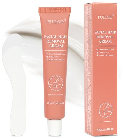 Face Hair Removal Cream for Women, Facial Depilatory Cream for Chin Upper Lip Sensitive Skin Hair Removal, Painless & Flawless Hair Removing At Home, 1.69 Fl.oz w/Spatula