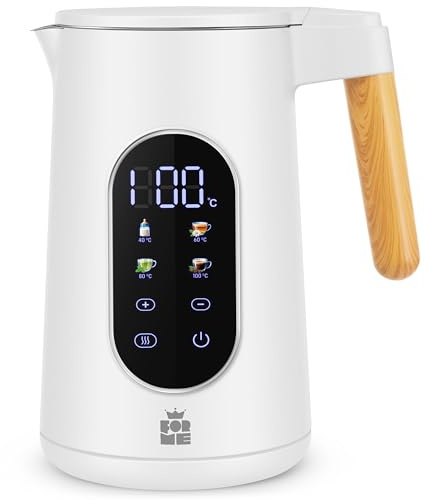 ForMe Edelstahl Wasserkocher 1,7 L mit Temperatureinstellung Temperaturwahl 40-100°C I LED Digitale Temperaturanzeige I Temperatur Einstellbar Kessel I Teekanne Teekessel Warmhaltefunktion I BPA Frei