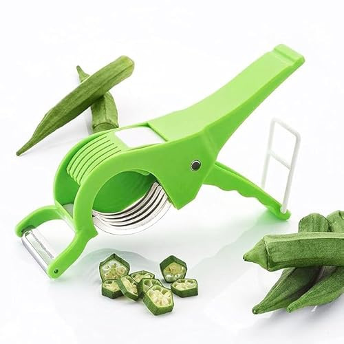 NEWWAY 2 in 1 Vegetable and Fruit Multi Cutter, Peeler, Slicer, Chopper with Sharp Stainless Steel 5 Blade, Red