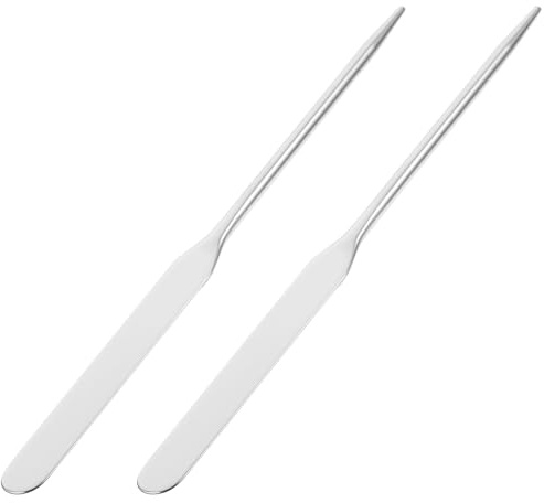 Alipis Kosmetikspatel zum Mischen von Foundation und Kosmetischen Pigmenten 2 Stück aus Edelstahl mit Langem Griff Make Up Tellerspatel für Professionelles Makeup