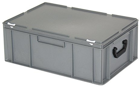BRB Kunststoffkoffer mit Scharnierdeckel, LxBxH 600x400x230 mm, lebensmittelecht, Industriequalität (grau)