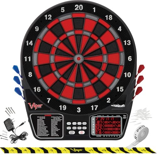 Viper 797 Electronic Dartboard, Quick Access To 301 And Countup From Button Interface, Extended Catch Ring, 11 Square Inch Scoreboard Display, Includes Darts And Extra Tips, 43 Games And 241 Options