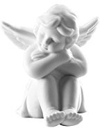 Ängel liten vit matt ängel sittande 6 cm