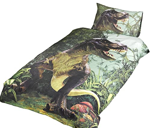 T Rex Double Quilt Duvet Cover Bed Set 2 P/cases Dinosaur Bedding Dino Jurassic