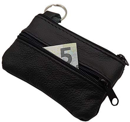 myledershop Große Rindleder Schlüsseltasche mit 3 Reißverschlussfächer