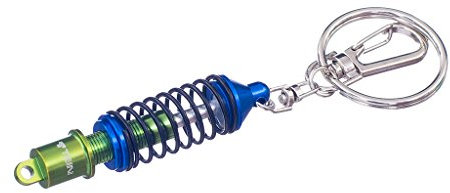 Schlüsselanhänger Turbo, Motiv „Federung mit Stoßdämpfer“ mit Schlüsselring – schockblau