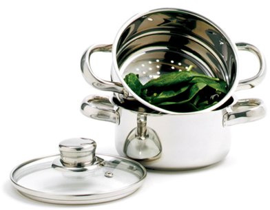 Norpro 1-Quart Stainless Steel Mini Steamer Cooker, 3 Piece Set