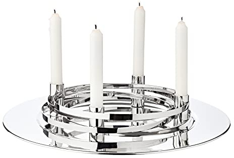 EDZARD Adventskranz La Avia, Durchmesser 39 cm, Edelstahl, silberfarben, für Stabkerzen