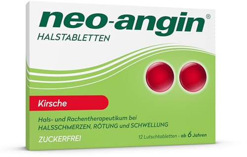 neo-angin® Halstabletten Kirsche | Mit Dreifach-Effekt | zuckerfrei | 12 St | Kühlend & schmerzlindernd bei Halsschmerzen und Halskratzen, hat antivirale Eigenschaften, lindert die Entzündung