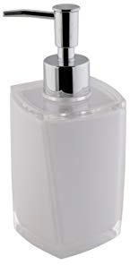 axentia Seifenspender Graz Eckig, Flüssigseifenspender mit Pumpe, Spülmittelspender nachfüllbar, Lotionspender in Weiß, 250 ml Fassungsvermögen