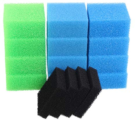 INGVIEE Kompatibel Aquarium Filterschwamm Set für Juwel Compact/Bioflow 3.0 / M (4X Blau Fein, 4X Blau Grob, 4X Grün Nitrat, 4X Aktivkohleschwamm)