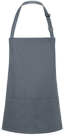 Karlowsky BLS 6 PURE Kurze Latzschürze BASIC mit Schnalle und Tasche, 65% Polyester/35% Baumwolle, Anthrazit, Einheitsgröße