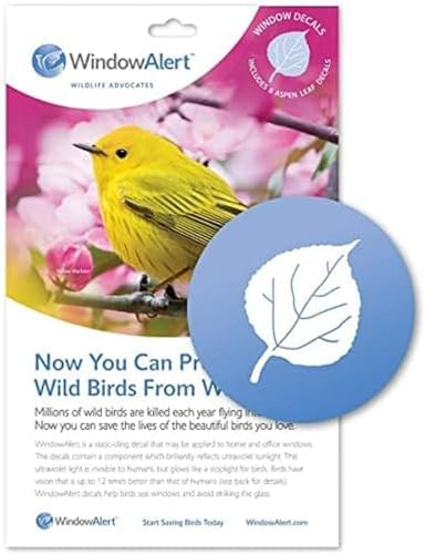 WindowAlert Aspen Leaf Anti-Collision Decal - UV-Reflective Window Decal to Protect Wild Birds from Glass Collisions - Made in The USA