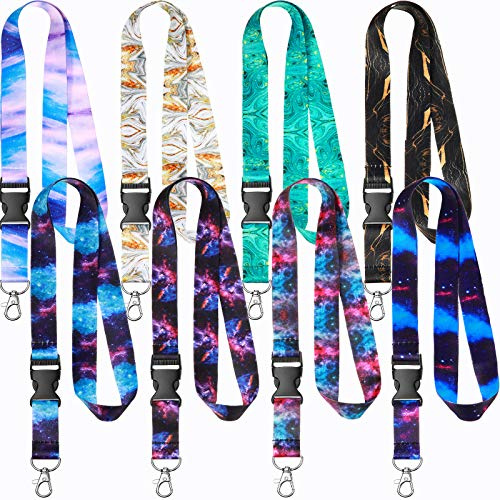 Outus 8 Pieces Lanyards for Keys Neck Lanyard for Women Office ID Badge Holder Lanyards Key Chain Holder Wristlet Lanyard for Men (Starry Style)