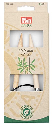 Prym 222540 Rundstricknadel Prym 1530, Bambus, 80cm, 10,0mm, Holzfarben