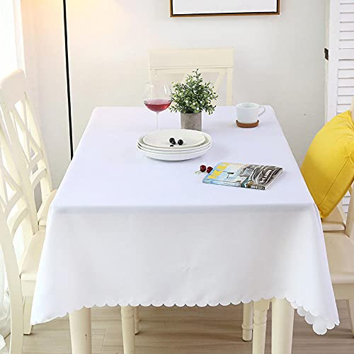 Kuinmpiond Tischdecke Tischtuch Tischwäsche Dick Verschleißfest für Gastronomie Feste Party Hochzeiten Weiß 160 × 200cm