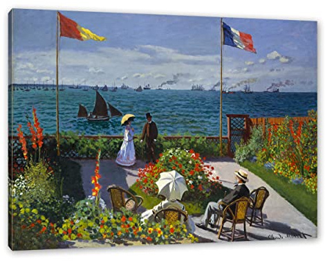 Generisch Claude Monet - Giardino A Sainte-Adresse Come Quadro su Tela/Quadro da Parete/Stampa Artistica/Coperto (Bianco - 100x70)