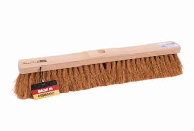 Besen Kehrbesen weiche Kokos Borsten 40cm Breit mit Stielloch ohne Stiel | Naturfaser, Standard-Stielloch, Buchenholzkörper, Für Werkstatt Handwerker usw.
