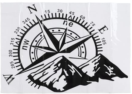 Aramox Berg Kompass Aufkleber, Universal Auto Kompass Muster Aufkleber 48x34cm, Kunststoff, Karosseriemontage, Scheibenmontage