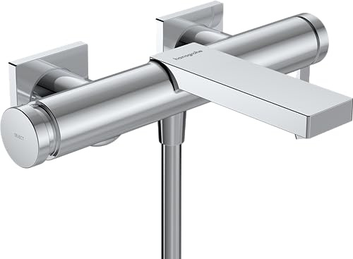 hansgrohe Tecturis E - Badewannenarmatur Aufputz für 2 Verbraucher, Mischbatterie Badewanne mit Auslauf Länge 21,3cm , Chrom