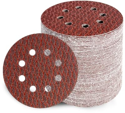 GEOGIEEW 80Stk Schleifpapier 125mm Klett, 40/60/80/100/120/150/180/320 Körnung 8 Loch, Rotes Schleifscheiben Set für Exzenterschleifer