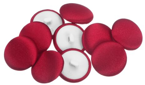 sourcing map 10pcs 32L Fabric Cloth Covered Button 20mm Round Plastic Sewing Buttons for Suits Dress Blouses, Deep Red
