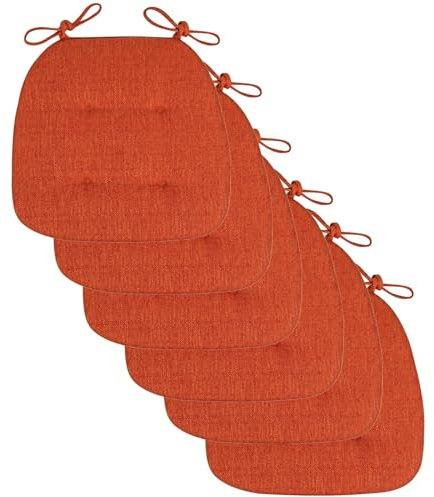 Stuhlkissen mit Bändern 1/2/4/6 er Set Sitzkissen Stuhl rutschfest Sitzauflage Sitzpolster Halbrund Stuhlauflage für Stühle in Haus und Garten Büro(Color:Color22,Size:35x41x43cm 6pcs)