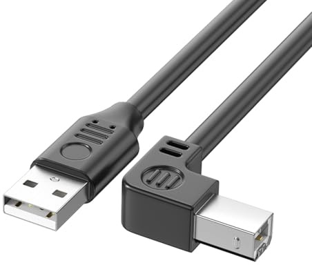 Câble d'imprimante USB 2.0 5 m Type A mâle vers B mâle haute vitesse 480 Mbps Coude 90 degrés pour bureau et usage domestique