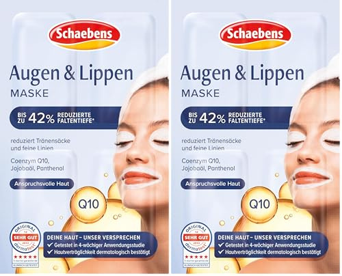 La maschera per occhi e labbra di Schaeben riduce le rughe, leviga e rinforza con olio di jojoba, Q10 e pantenolo per tutti i tipi di pelle (Confezione da 2)