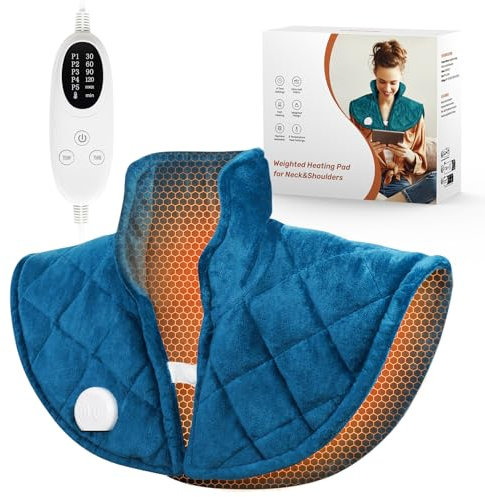1170G Gewichtetes Heizkissen für Nacken & Schultern – 5 Wärmeeinstellungen, 4 Timer, Abschaltautomatik – Perfekt zur Schmerzlinderung & als Geschenk für Frauen, Männer, Mama & Pap