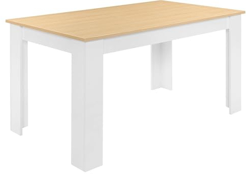 Dining Table, Kitchen Table, 140 x 80cm White Marble Table Top Rectangle Wooden Dining Tables, 6 Seater For Dining Room, Kitchen, Living Room, Furniture 140L x 80W x 75H cm