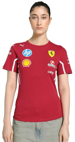 PUMA Women's Scuderia Ferrari 2025 Replica Team Tee, Dark Cherry, XL