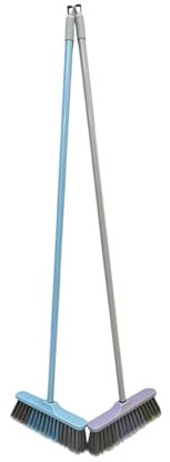Pack of 2 Indoor Broom with Soft Bristles for Laminate, Vinyl or Wooden Floors, 120 cm Long (Blue)
