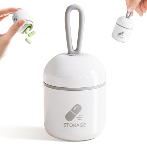 ONTERATE Portapillole Portachiavi, Piccolo Portapillole Contenitore Organizer per Borsa, Divisore Rimovibile, Sigillo in Silicone Anti Umidità Mini Flacone per Pillole per Campeggio Viaggio (Grigio)