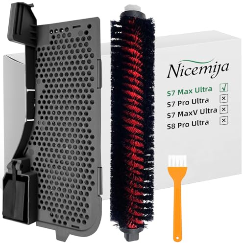 Nicemiya S7 Max Wasserfilter & Reinigungsbürste Assembly Zubehör Kompatibel mit Roborock S7 Max Ultra, Roboterstaubsauger Ersatzteile, Staubsauger-Reinigungs-Tankfilter