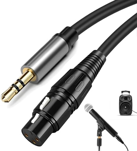 Greacesrio 3,5 mm auf XLR-Kabel unsymmetrisch Mini-Klinkenstecker 3,5mm AUX auf XLR-Stecker Adapter Mikrofonkabel für Handy Laptop Lautsprecher Mixer 2m