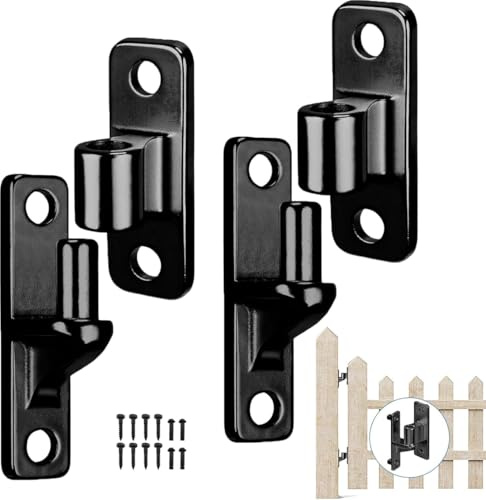 Hanured® 2 paia Cerniere per cancelli in acciaio inox 304, Carichi Pesanti Cerniere Porta per cancelli agricoli, recinzioni in legno, Capacità a 270kg(Nero, con viti)